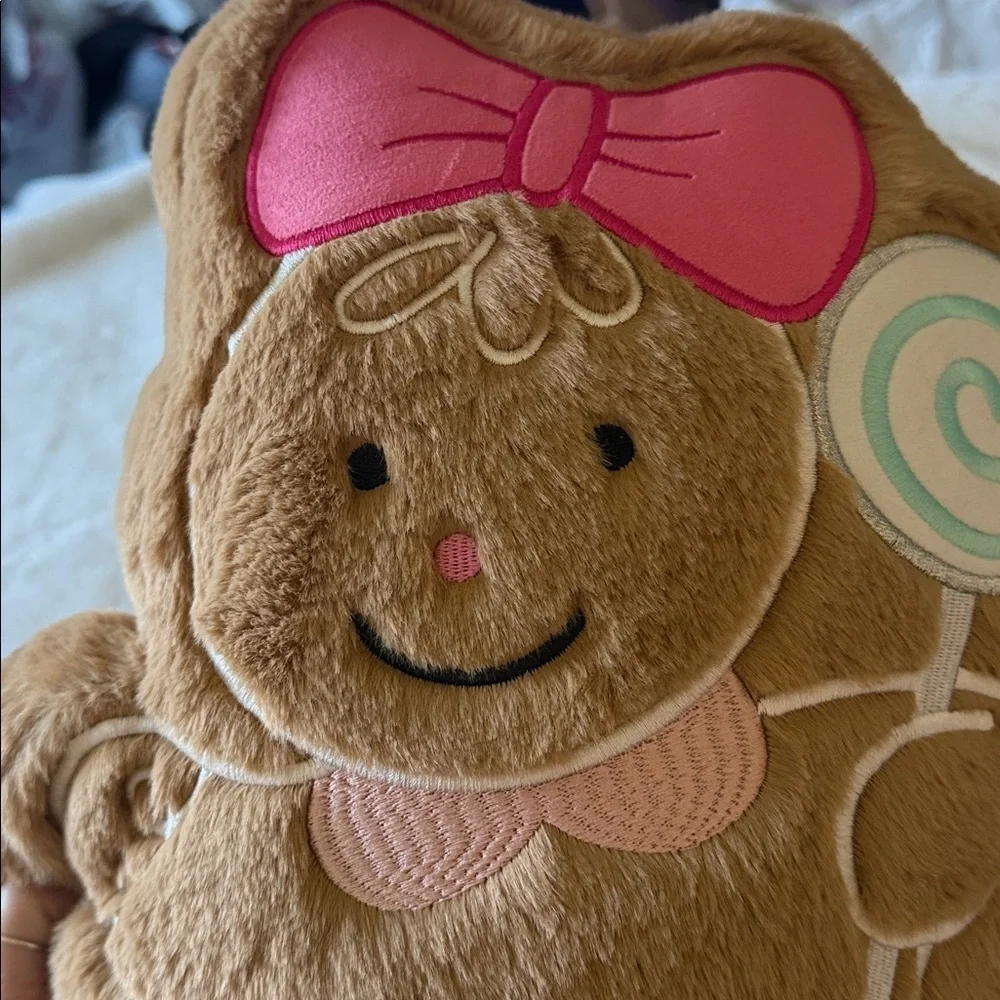 Cupcakes and Cashmere Christmas Faux Fur Gingerbread lollipop Girl Pillow 🍭